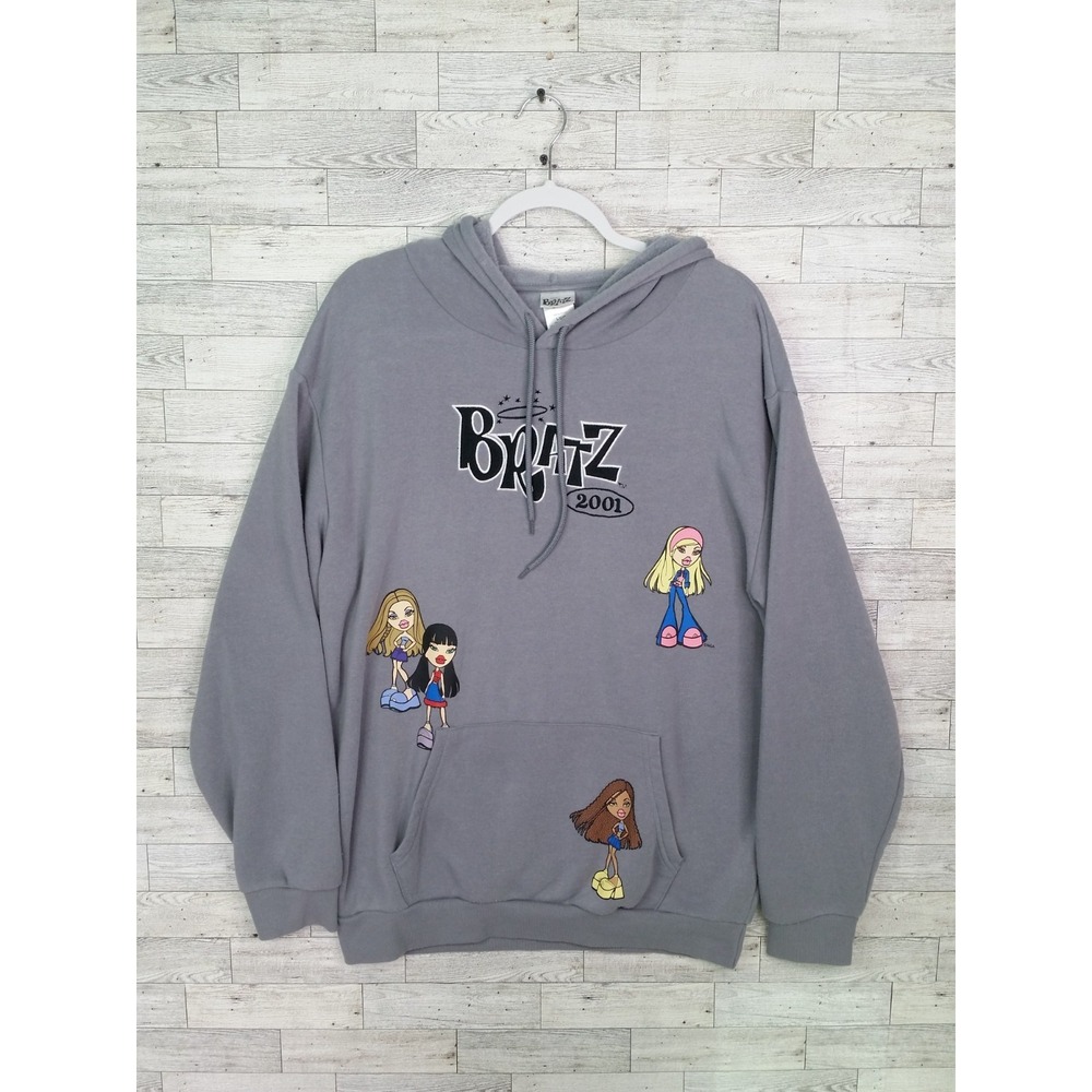 Bratz Hoodie Gray Sweatshirt Pullover  Top Shirt Size Large L Bratz Dolls 2001